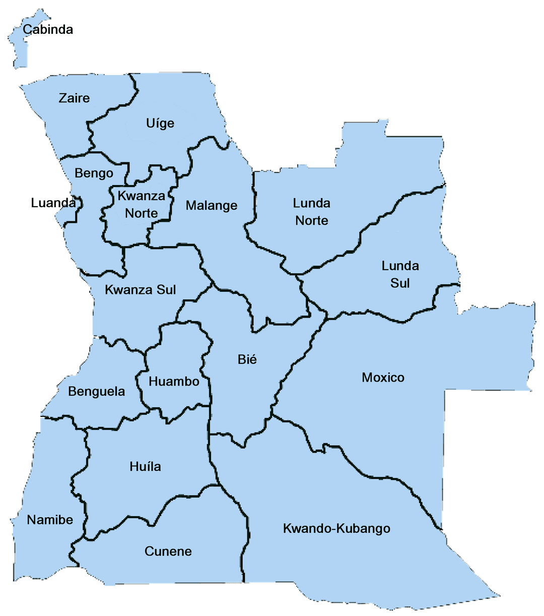 Mapa das Províncias de Angola